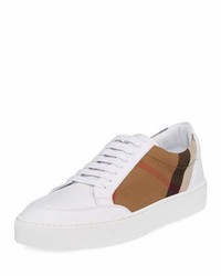 White Check Leather Sneakers