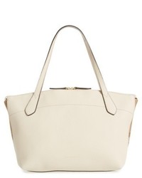 Burberry Welburn House Check Leather Tote Ivory