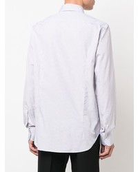 Canali Check Print Cotton Long Sleeve Shirt