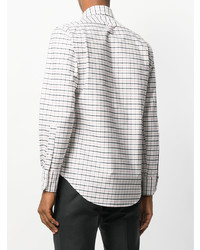 Thom Browne Classic Long Sleeve Point Collar Button Down Shirt With Placket In Windowpane Tartan Oxford