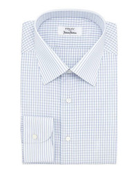 Fray Check Contrast Stripe Shirt Whiteblue