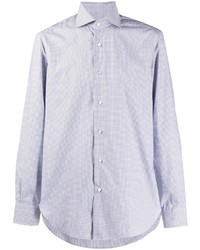 Barba Grid Check Spread Collar Shirt