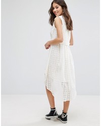 French Connection Warrior Check Waterfall Midi Dress