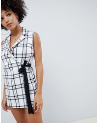 ASOS DESIGN Wrap Playsuit With In Check