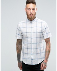 Farah Shirt In Slim Fit With Window Pane Check Short Sleeves