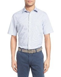 Nordstrom Shop Smartcare Regular Fit Windowpane Short Sleeve Sport Shirt