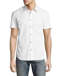 John Varvatos Star Usa Mayfield Slim Fit Short Sleeve Windowpane Shirt White