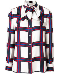 Tory Burch Checked Tied Neck Blouse