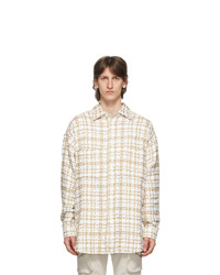 Faith Connexion Off White And Gold Tweed Overshirt