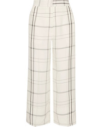 Protagonist Checked Twill Wide Leg Pants Ivory