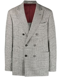White Check Wool Double Breasted Blazer