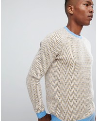 White Chevron Crew-neck Sweater