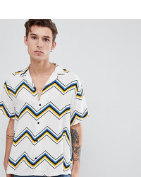 ASOS DESIGN Tall Oversized Chevron Stripe Shirt In Ecru