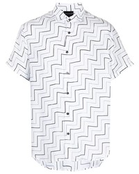 Emporio Armani Zigzag Print Spread Collar Shirt