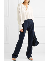By Malene Birger Bolivian Ruched Chiffon Blouse Off White