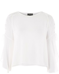 Topshop Lace Up Bell Sleeve Top