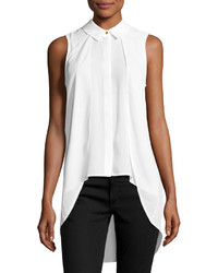 philosophy Layered Front High Low Sleeveless Blouse Ivory