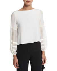 Alexis Maise Chiffon Sleeve Blouse Off White