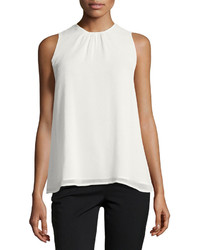 Catherine Malandrino Sleeveless Trapeze Blouse White