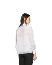 Marc Jacobs White Pleated Ribbon Shirt