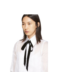 Marc Jacobs White Pleated Ribbon Shirt