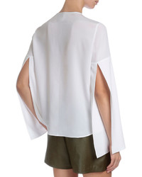 Givenchy Tie Neck Cape Sleeve Blouse White