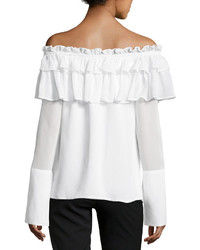 Opening Ceremony Crinkle Off The Shoulder Chiffon Layered Top
