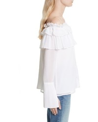 Opening Ceremony Off The Shoulder Silk Chiffon Top