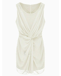 Choies Cross Wrap Chiffon Sleeveless Dress In White