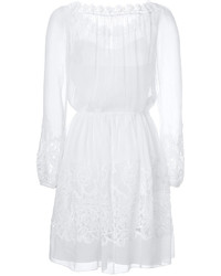 Alberta Ferretti Silk Chiffon Dress With Embroidered Detailing