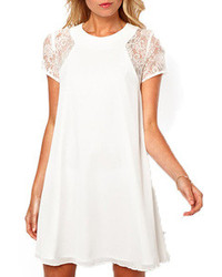 ChicNova White Lace Chiffon Dress
