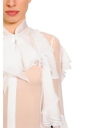 Givenchy Ruffled Sheer Silk Chiffon Shirt