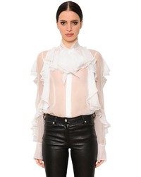 Givenchy Ruffled Sheer Silk Chiffon Shirt