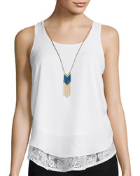 By And By Byby Sleeveless Chiffon Peekaboo Tank Top With Necklace