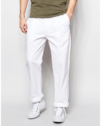 Asos Brand Straight Pants In White Twill With Front Pockets
