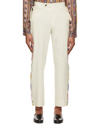Bode Off White Beaded Side Tie Trousers