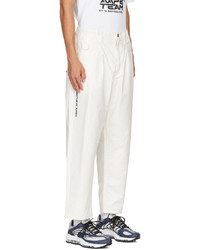 AAPE BY A BATHING APE Off White Embroidered Trousers