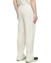 Homme Plissé Issey Miyake Off White Polyester Trousers