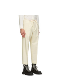 Jil Sander Off White Wool Flannel Cropped Trousers