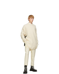 Jil Sander Off White Wool Flannel Cropped Trousers