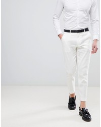 ASOS DESIGN Skinny Crop Smart Trousers In White Linen