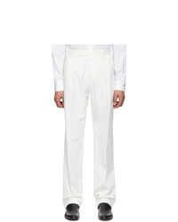 Ermenegildo Zegna White Cotton Pleated Trousers