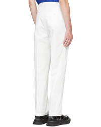 Alexander McQueen White Gabardine Paneled Cropped Trousers