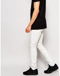 Religion White Leather Pants In Skinny Fit