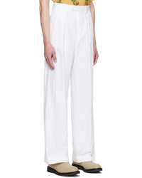Dries Van Noten White Pleated Trousers