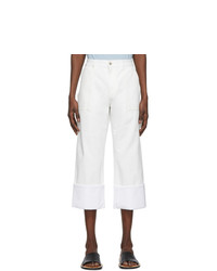 Loewe White Turn Up Patch Pocket Trousers
