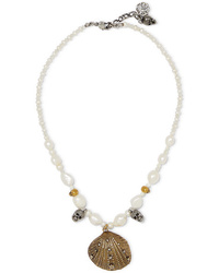 Alexander McQueen Gold And Silver Tone Crystal And Faux Pearl Choker