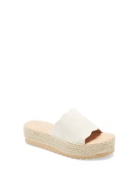 White Chunky Canvas Flat Sandals