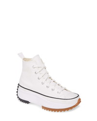 White Chunky Canvas High Top Sneakers