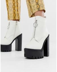 Lamoda White Cleated Ring Detail Chunky Boots